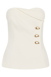 Lindie Strapless Suiting Top - Ivory